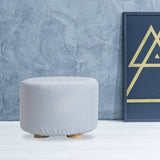 darrahopens Furniture > Living Room La Bella Light Blue Fabric Ottoman Round Wooden Leg Foot Stool
