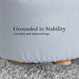 darrahopens Furniture > Living Room La Bella Light Blue Fabric Ottoman Round Wooden Leg Foot Stool