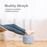 darrahopens Furniture > Living Room La Bella Light Blue Fabric Ottoman Round Wooden Leg Foot Stool
