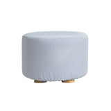 darrahopens Furniture > Living Room La Bella Light Blue Fabric Ottoman Round Wooden Leg Foot Stool