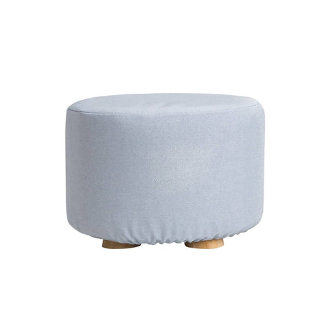 darrahopens Furniture > Living Room La Bella Light Blue Fabric Ottoman Round Wooden Leg Foot Stool