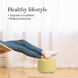 darrahopens Furniture > Living Room La Bella Mustard Yellow Fabric Ottoman Round Wooden Leg Foot Stool