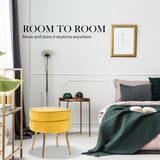 darrahopens Furniture > Living Room La Bella Yellow Round Ottoman Foot Stool Velvet Fabric Metal Leg