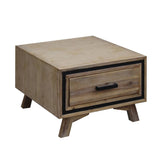 darrahopens Furniture > Living Room Lamp Table with 1 Storage Drawer Solid Wooden Frame in Silver Brush Colour