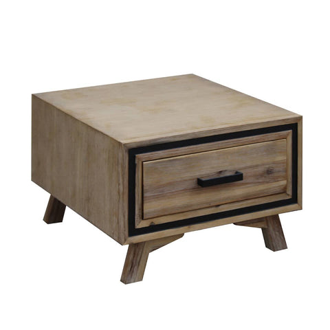 darrahopens Furniture > Living Room Lamp Table with 1 Storage Drawer Solid Wooden Frame in Silver Brush Colour