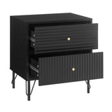 Darrahopens Furniture > Living Room Lisa Wavy Fluted Bedside Table in Black