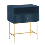 Darrahopens Furniture > Living Room Lucia Slender Fluted Bedside Tabel In Blue