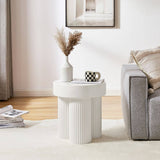 Darrahopens Furniture > Living Room Maya Ribbed White Side Table