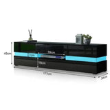 Darrahopens Furniture > Living Room Modern High Gloss Front TV Entertainment Unit 177cm LED Storage Drawer - Black