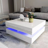 Darrahopens Furniture > Living Room Modern Large High Gloss Coffee Table With LED Lights White