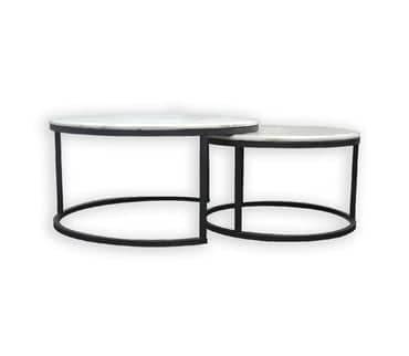 Darrahopens Furniture > Living Room Nesting Style Coffee Table - White on Black - 80cm/60cm