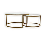 Darrahopens Furniture > Living Room Nesting Style Coffee Table - White on Champagne Gold - 80cm/60cm
