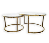 Darrahopens Furniture > Living Room Nesting style Coffee Table - White on Gold - 60cm/40cm