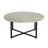 Darrahopens Furniture > Living Room Round Coffee Table with Black Base