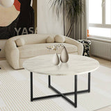 Darrahopens Furniture > Living Room Round Coffee Table with Black Base