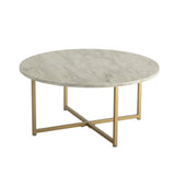 Darrahopens Furniture > Living Room Round Coffee Table with Gold-coloured Base
