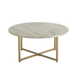 Darrahopens Furniture > Living Room Round Coffee Table with Gold-coloured Base