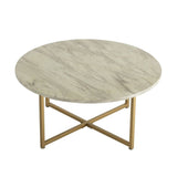 Darrahopens Furniture > Living Room Round Coffee Table with Gold-coloured Base