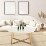 Darrahopens Furniture > Living Room Round Coffee Table with Gold-coloured Base