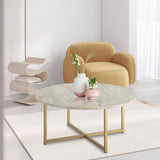 Darrahopens Furniture > Living Room Round Coffee Table with Gold-coloured Base