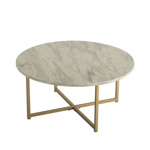 Darrahopens Furniture > Living Room Round Coffee Table with Gold-coloured Base