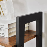 darrahopens Furniture > Living Room Rustic brown and black steel Metal Frame 4 Tier bookshelf