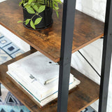 darrahopens Furniture > Living Room Rustic brown and black steel Metal Frame 4 Tier bookshelf