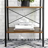 darrahopens Furniture > Living Room Rustic brown and black steel Metal Frame 4 Tier bookshelf