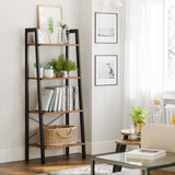 darrahopens Furniture > Living Room Rustic brown and black steel Metal Frame 4 Tier bookshelf