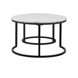 Darrahopens Furniture > Living Room Set of 2 Coffee Table Round Marble Nesting Side End Table Furniture