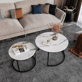 Darrahopens Furniture > Living Room Set of 2 Coffee Table Round Marble Nesting Side End Table Furniture