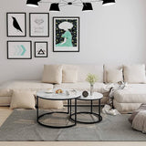 Darrahopens Furniture > Living Room Set of 2 Coffee Table Round Marble Nesting Side End Table Furniture