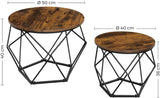 darrahopens Furniture > Living Room Set of 2 Side Tables Robust Steel Frame Rustic Brown and Black