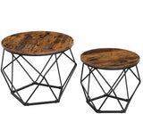darrahopens Furniture > Living Room Set of 2 Side Tables Robust Steel Frame Rustic Brown and Black