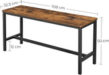 darrahopens Furniture > Living Room Set of 2 Table Benches Industrial Style Durable Metal Frame 108 x 32.5 x 50 cm Rustic Brown