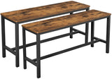 darrahopens Furniture > Living Room Set of 2 Table Benches Industrial Style Durable Metal Frame 108 x 32.5 x 50 cm Rustic Brown