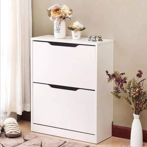 Darrahopens Furniture > Living Room Shoe Cabinet 2 Door Storage – White