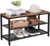 darrahopens Furniture > Living Room Shoe Rack with 2 Mesh Shelves, Rustic Brown and Black