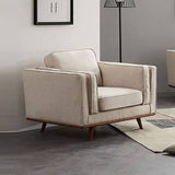 darrahopens Furniture > Living Room Single Seater Armchair Sofa Modern Lounge Accent Chair in Beige Fabric with Wooden Frame