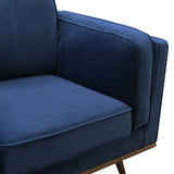 darrahopens Furniture > Living Room Single Seater Armchair Sofa Modern Lounge Accent Chair in Soft Blue Velvet with Wooden Frame