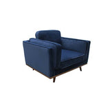 darrahopens Furniture > Living Room Single Seater Armchair Sofa Modern Lounge Accent Chair in Soft Blue Velvet with Wooden Frame