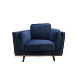 darrahopens Furniture > Living Room Single Seater Armchair Sofa Modern Lounge Accent Chair in Soft Blue Velvet with Wooden Frame