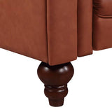 darrahopens Furniture > Living Room Single Seater Brown Sofa Armchair for Lounge Chesterfireld Style Button Tufted in Faux Leather