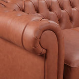 darrahopens Furniture > Living Room Single Seater Brown Sofa Armchair for Lounge Chesterfireld Style Button Tufted in Faux Leather