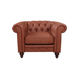 darrahopens Furniture > Living Room Single Seater Brown Sofa Armchair for Lounge Chesterfireld Style Button Tufted in Faux Leather