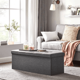 Darrahopens Furniture > Living Room SONGMICS 110cm Folding Storage Ottoman Bench Foot Rest Stool Dark Gray