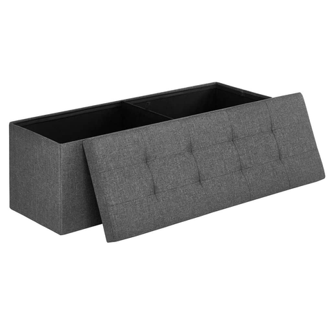 Darrahopens Furniture > Living Room SONGMICS 110cm Folding Storage Ottoman Bench Foot Rest Stool Dark Gray