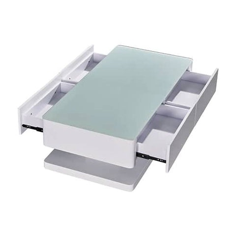 darrahopens Furniture > Living Room Stylish Coffee Table High Gloss Finish Shiny White Colour with 4 Drawers Storage
