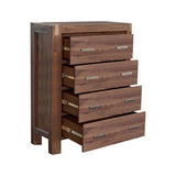 darrahopens Furniture > Living Room Tallboy with 4 Storage Drawers Solid Wooden Assembled in Chocolate Colour