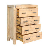 darrahopens Furniture > Living Room Tallboy with 4 Storage Drawers Solid Wooden Assembled in Oak Colour
